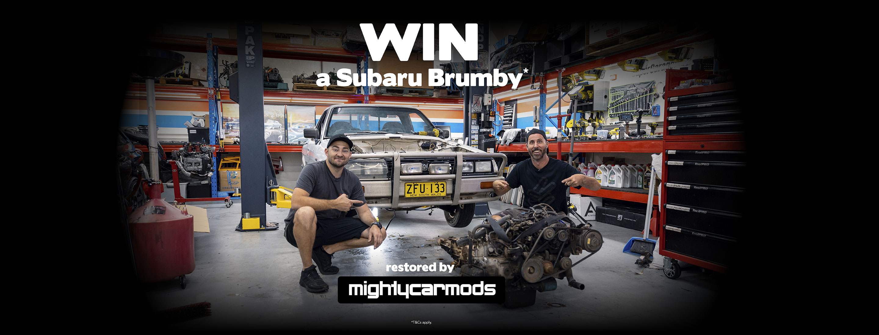 Subaru Australia joins forces with YouTube sensations Mighty Car Mods to restore classic Brumby for road safety awareness